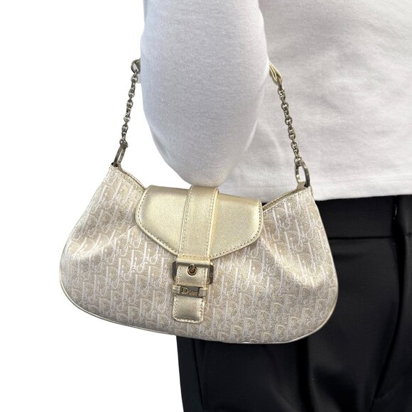 Christian Dior Vintage 2002 Trotter Monogram Chain Mini Bag Pchette [106217] - Picture 1 of 16